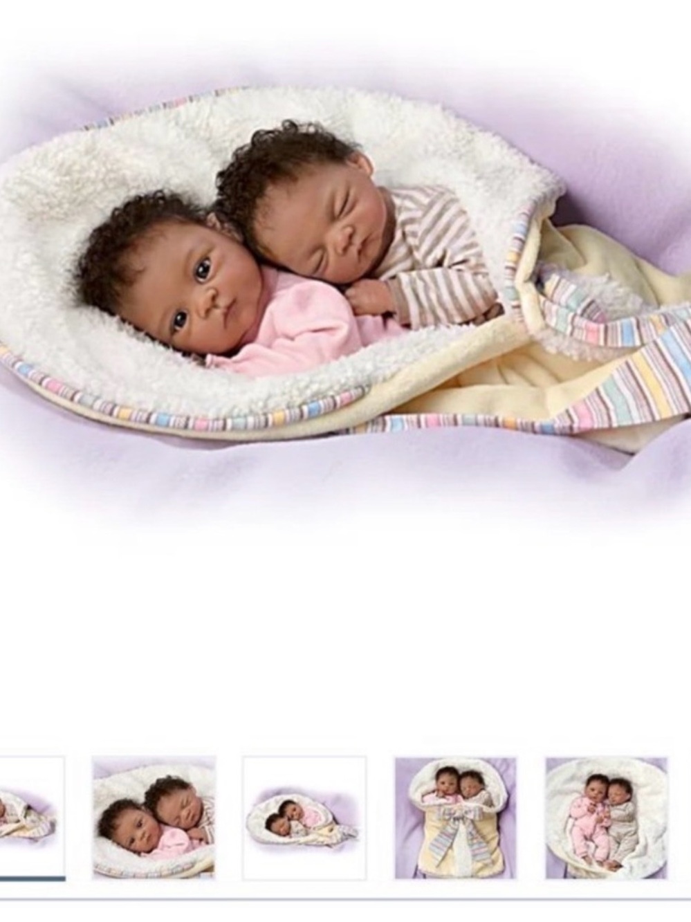 Realistic Twin Baby Doll Set in Pink and Cream